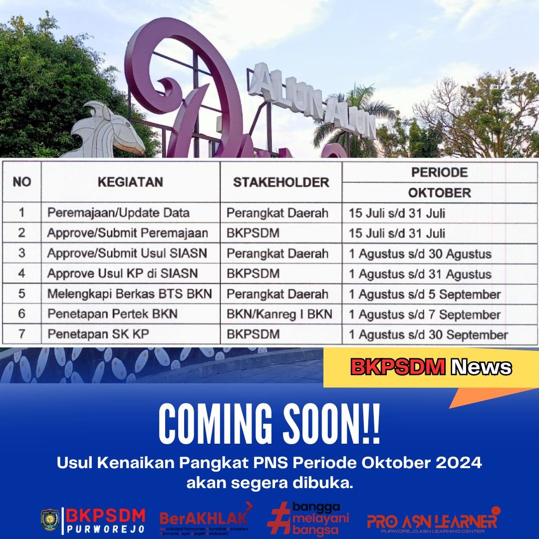 COMING SOON!!! Kenaikan Pangkat Periode Oktober 2024